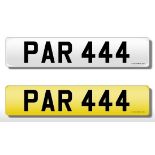 Registration Plate 'PAR 444' on retentio