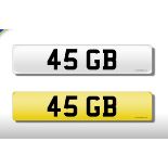 Registration Plate '45 GB' on retention. Reduced buyers premium 15.5% + VAT. SIA.
