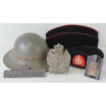 A WWII British helmet marked '1941 size 6 3/4' on leather liner,