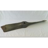 An aeroplane propeller stamped Pobjoy Niagra, in crashed condition with damaged ends,