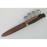 A late 20th century copy of a WWI British Clements trench fighting knife, 24cm in length,