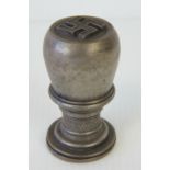 A WWII German SS ink stamp in white metal, 6cm high.