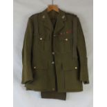 A WWII British Royal Engineers tunic and trousers for a Major Colonel having tie and badges.