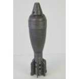An inert WWII German 2" Paratroopers mortar round with guide fins and nose cone, dated 1942.