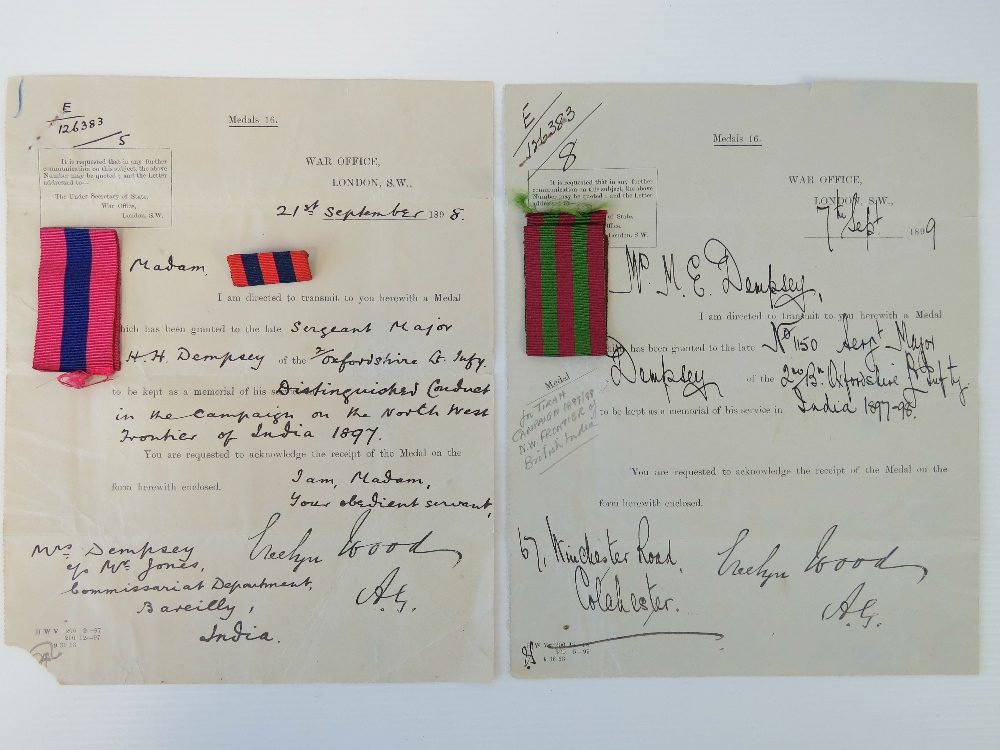 Military service papers relating to Bugler W H Dempsey 43rd Light Infantry, in a parchment roll, - Image 2 of 5