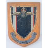 A late 20th century painted wooden Fleet Arm plaque, 15 x 11cm.