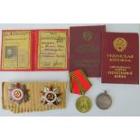 Various Soviet Russian orders, medals and badges, six items.