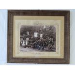 A WWI photograph of German Mountain Troops at a shooting competition, 46.5 x 34cm, in glazed frame.