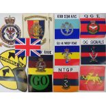 A quantity of assorted military cloth badges and stickers; SAS, Home Guard, Glider Pilot, Essex,