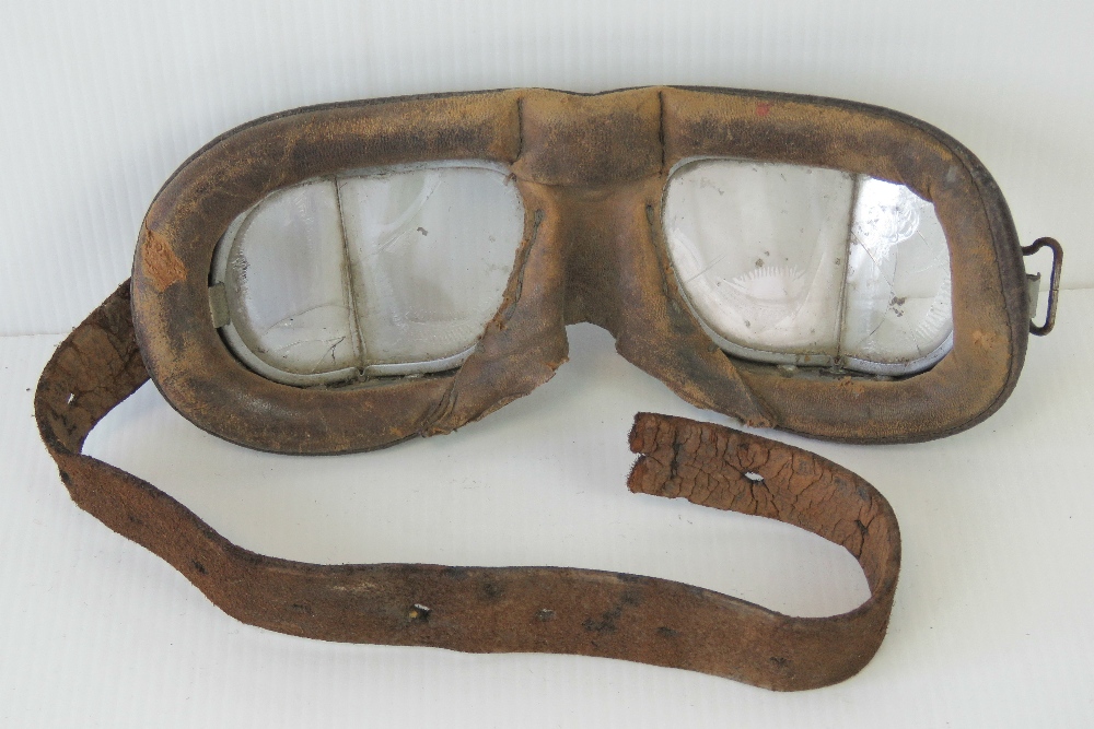 A pair of vintage flying goggles stamped REGD 903370, strap a/f, - Image 3 of 3