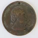 A rare 1865 Andrew Johnson bronze Indian Peace Medal given to Native American leaders at treaty