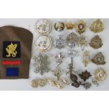 A quantity of assorted cloth and metal military badges, mostly British army,