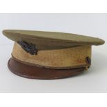 A WWI US Infantry Officers peaked cap having liner marked 'Kansas City' liner a/f.