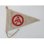 An unused German SA car pennant in white canvas with red motif upon, replacement string,