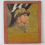 Painting on wooden panel; a WWII German
