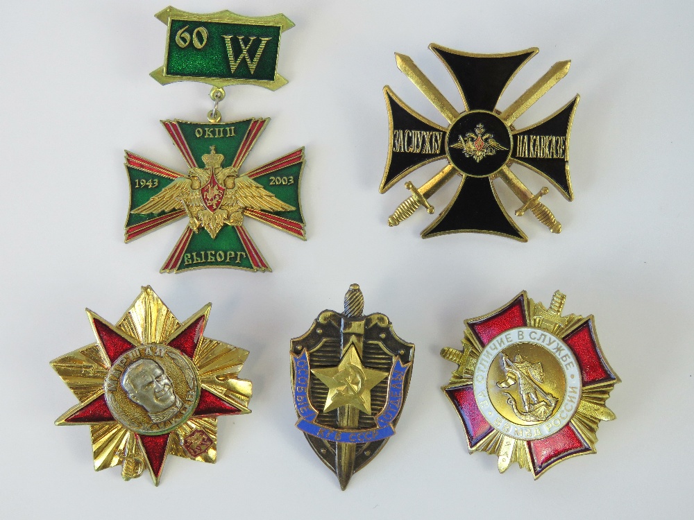 Five Cold War era Russian badges; Zhukov