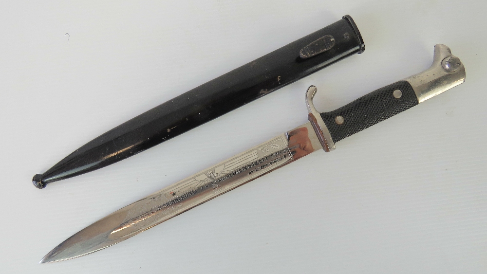 A German WWII parade bayonet having rare