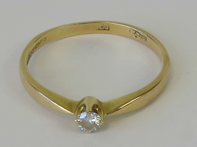 A 14ct gold diamond solitaire ring, havi