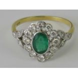 A delightful 18ct gold emerald and diamo