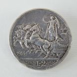 A silver Italian 2 Lira Vittorio Emanuel