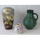 A large green Austrian ceramic jug, stan