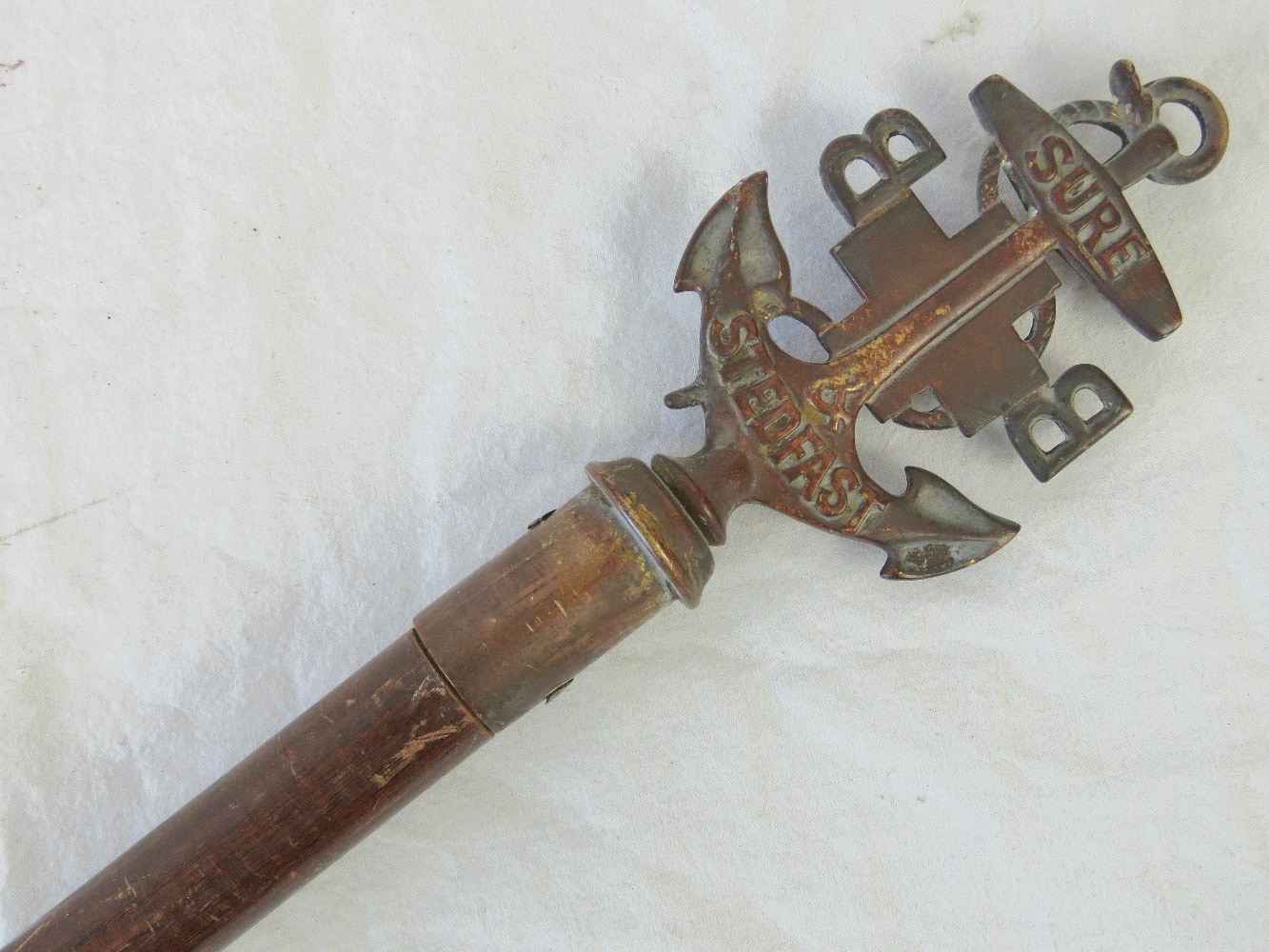 A Boys Brigade brass anchor flag finial