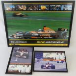 Two Orange Arrows publicity cards each signed Heinz Harald Frentzen and Enrique Bernoldi