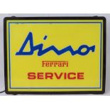 Original Dino Service Sign from the 1970s, as used by Ferrari dealerships, 50 x 38cm.