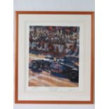 Print; 'Mika Hakkinen World Champion' by Juan Carlos Ferrigno, signed lower right by the artist,