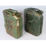 Two vintage metal 20L petrol / Diesel cans.