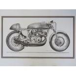 Print; the 1965 MV Augusta by Christopher Marshall, 70 x 40cm.