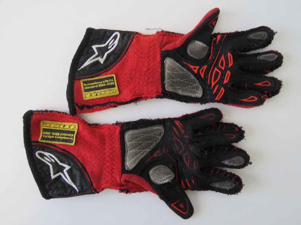 A pair of Alpinestars Tech 1-ZX racing gloves race worn by fourteen times BTCC winner Rob Collard.