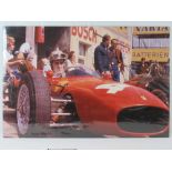 A colour print of Lorenzo Bandini sitting in the cockpit of his Ferrari 156 at the German Grand