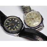 A 1950s Swiss made "REX" Chronograph manual winding 17 jewel Gents watch with winder difficient,