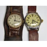 A WWII Military ATP watch by Timor together with a 9ct gold Swiss made military style example