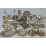 A large quantity of 20th century silver plated wares including; cruet stands, sauce boats,