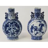 Two 19thC Chinese blue and white moon flasks,