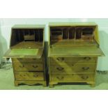 A quarter veneered mid 20th century walnut fall front bureau, 76cm wide.