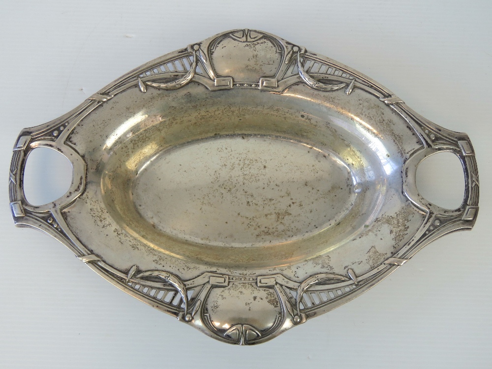 A delightful German 800 silver Art Deco twin handled dish, - Image 2 of 3