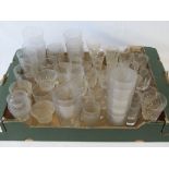 A large quantity of assorted vintage etched glassware, some sets/part sets, liqueurs glasses,
