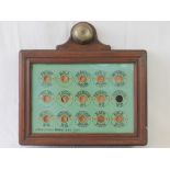 A late 19th century country house bell board having magnetic flags for; Front Door, Hall,