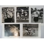 Five silver gelatin prints from original negatives; John Charles, Dixie Dean (a/f), Tostao, etc.