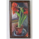 Yetta Kane (1923 - 2018). St Albans artist of note. Oil on canvas, study of an Amaryllis, 60 x 29cm.