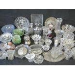 A large quantity of assorted 20th century glassware including; candlesticks, bowls, trays, jugs,