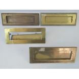 Four brass letter plates, one a/f.