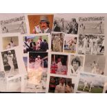 A quantity of signed press photographs of cricket players including;