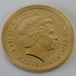 A mint and uncirculated 22ct gold 2015 Elizabeth II full sovereign, 8g.