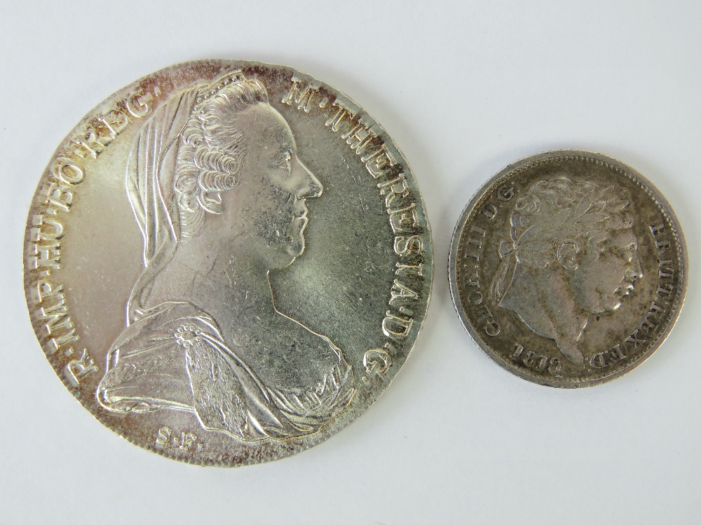 A Maria Theresa Thaler BURG CO TYR 1780 silver coin, 1ozt,