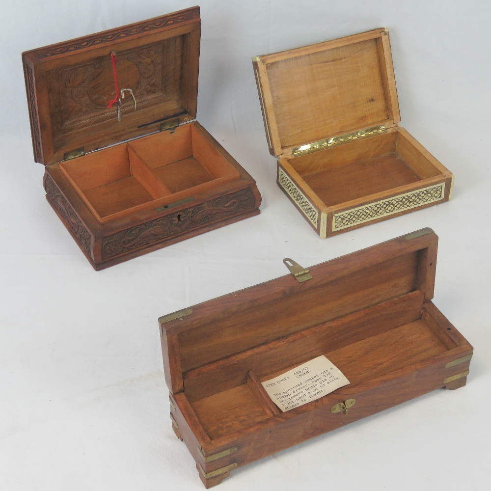 Three early 20th century Indo-Asian decorative boxes, various sizes. - Image 2 of 2