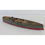 A vintage Lehmann tin plate clockwork battleship entitled St Vincent and bearing dates 12th May
